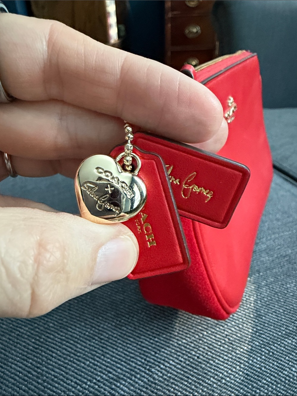 Coach Red Leather Mini Shoulder Bag with Gold Chain - Selena Gomez partnership - Picture 3 of 9
